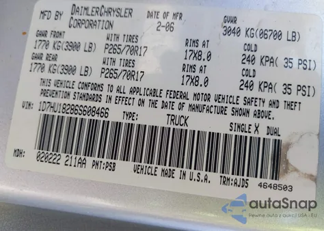 2006 Dodge Ram 1500 Slt/Trx4 Off Road/Sport from USA, damaged, VIN 1D7HU18286S608466